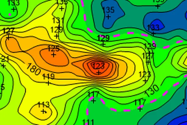 Induced-polarisation geophysical survey model